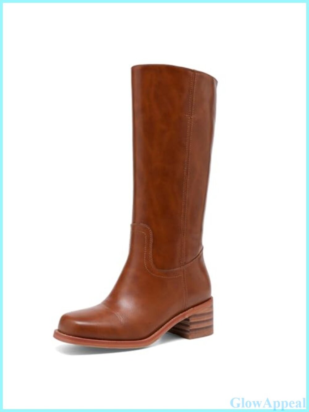 Women's Knee High Boots Square Toe Chunky Block Heel Slip On Riding Boot
